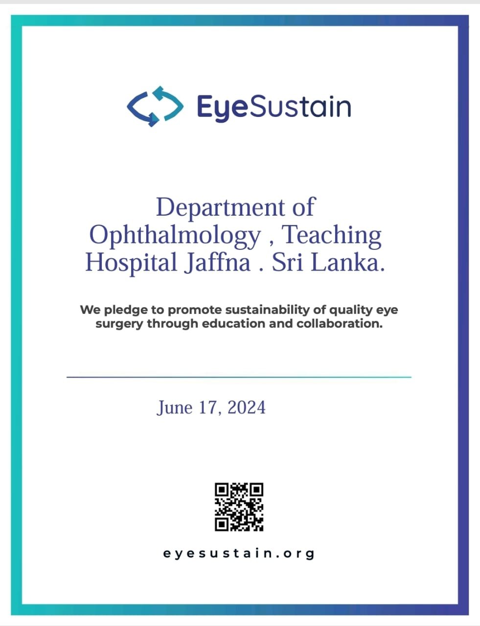 EyeSustain — Department of Ophthalmology, Teaching Hospital Jaffna